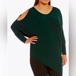 Women's Dark Green Sweater 2XL NWT Gibson Latimer cold shoulder sweater